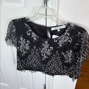 NWT Lovers + Friends Lace Black Crop Top